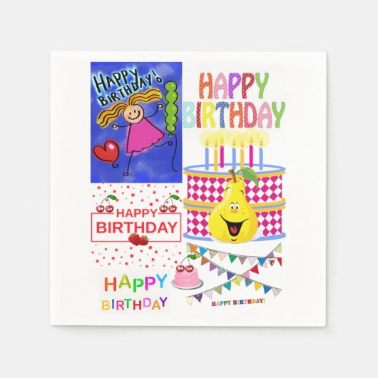 Papier Napkins, Happy Birthday Polar Servet (Voorkant)