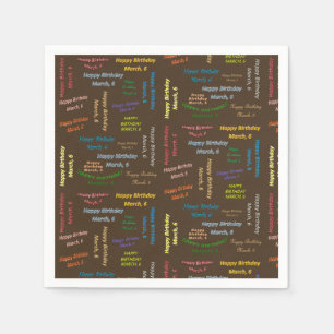 Papier Napkins March, 6 verjaardag Servet