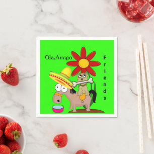 Papier Napkins, Mexicaans Donkey Dog Floral Servet