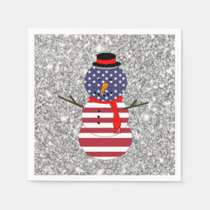 Papier Napkins Patriotic USA vlag Snowman Kerstmis Servet