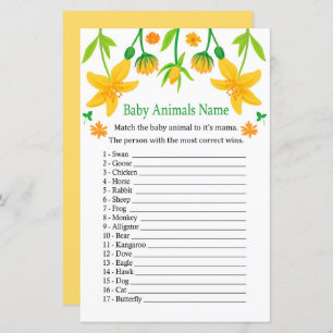 Papier Narcisse Baby Animaux Nom Jeu