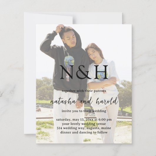 Papier Natasha Photo Monogramme Faire-part de mariage mod (Devant)