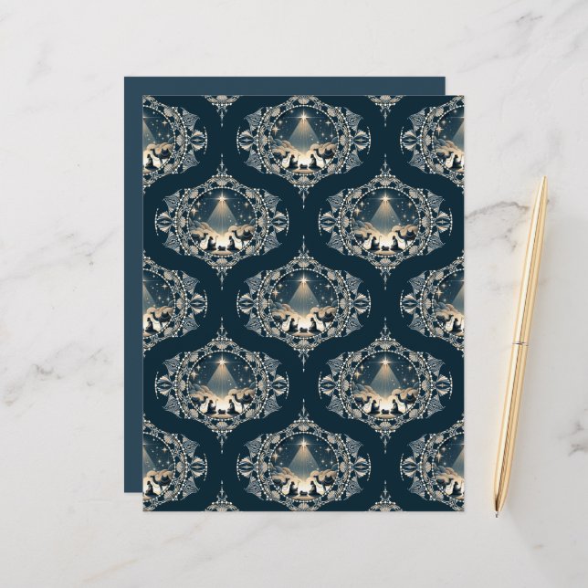 Papier Nativité Star of Wonder Mandala Ogee du milieu du  (Devant/Arrière en situation)