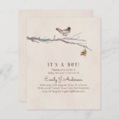 Papier Nature aime les oiseaux Invitations Baby showers (Devant / Derrière)