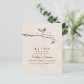 Papier Nature aime les oiseaux Invitations Baby showers (Debout devant)