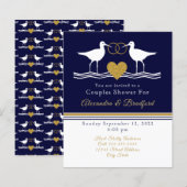 Papier Nautical Coastal couple Douche Marine Blue Sandpip (Devant / Derrière)