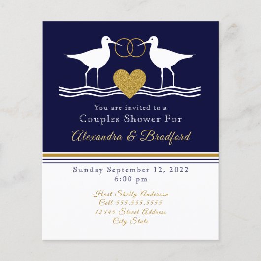 Papier Nautique Coastal Couple Douche Marine Blue Sandpip (Devant)