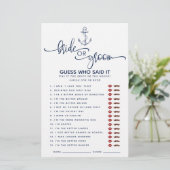 Papier Nautique qui a dit Fête des mariées Jeux (Debout devant)