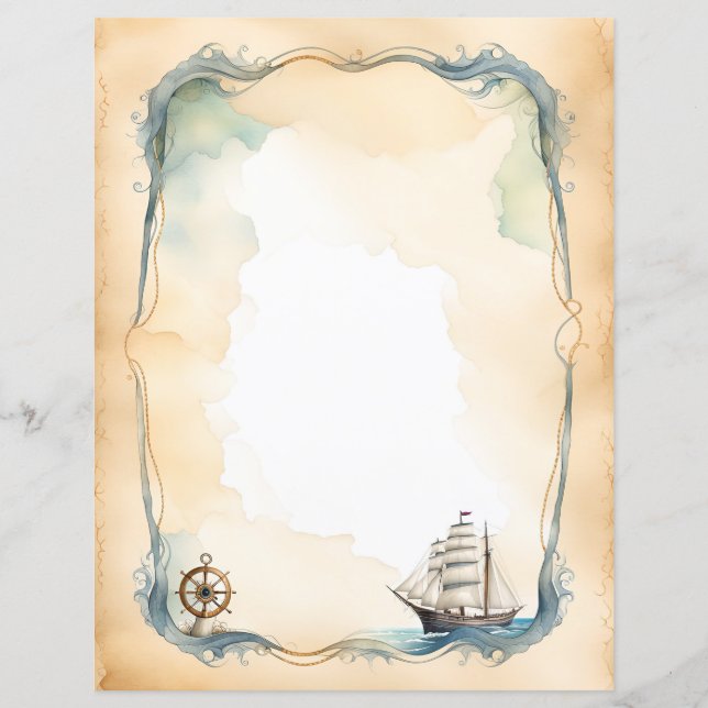 Papier Navire nautique et roue (Devant)