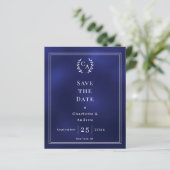 Papier Navy blue monogram wedding Save the Date card (Debout devant)