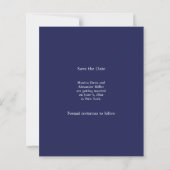 Papier Navy blue photo wedding Save the Date card (Dos)