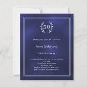 Papier Navy blue white wreath elegant birthday invitation (Devant)