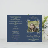Papier Navy Hand Lettered Chic Flourish Funeral Memorial (Debout devant)