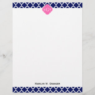 Papier Navy Wht Marocain #5 Rose Chaud2 3 Monogramme Init
