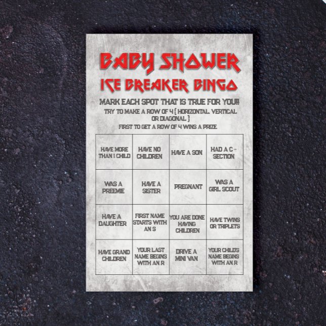 Papier Né à Rock - Baby shower Ice Breaker Bingo (Créateur téléchargé)