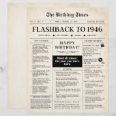 Papier Né en 1946 Journal fictif sépia (Devant / Derrière)