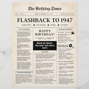 Papier Né en 1947 Journal fictif sépia