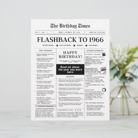 Papier Né en 1966 Faux journal (Debout devant)