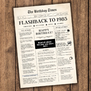 Papier Né en 1985 Faux journal 40e anniversaire