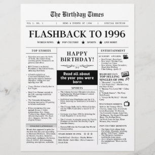 Papier Né en 1996 Journal noir et blanc amusant