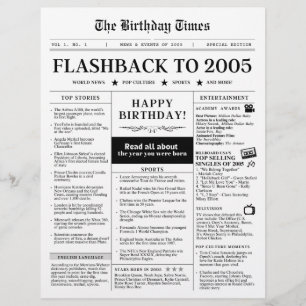 Papier Né en 2005 Faux journal noir et blanc