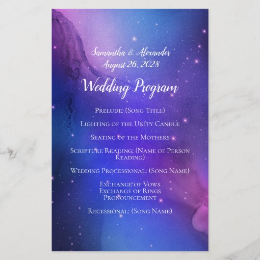 Papier Nebula violette Art céleste Mariage spatial (Devant)