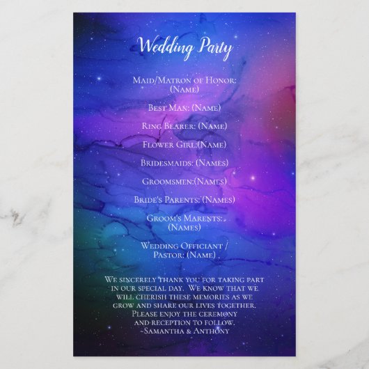 Papier Nebula violette Art céleste Mariage spatial (Dos)