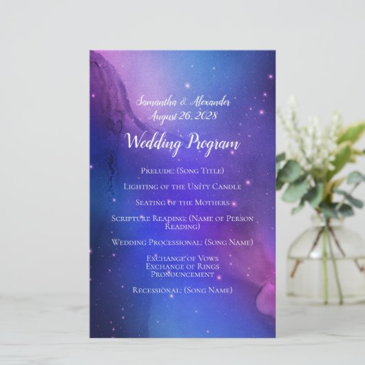 Papier Nebula violette Art céleste Mariage spatial (Debout devant)