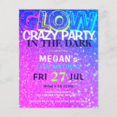 Papier Neon glow ados budget anniversaire invitation (Devant)