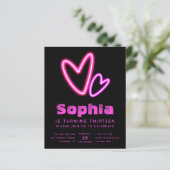 Papier Neon Pink Hearts Budget Anniversaire Fête Invitati (Debout devant)