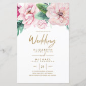 Papier Netork Mariage à faible budget rose Invitations fl (Devant)