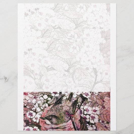 Papier NID OISEAU, rose rouge blanc (Devant)