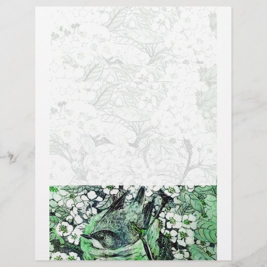 Papier NID OISEAU, vert blanc (Devant)
