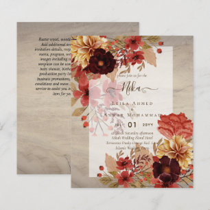 Papier NIKAH - BUDGET Floral Invitation de mariage islam