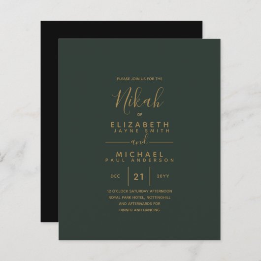 Papier NIKAH - Budget Vert Or Moderne (Devant / Derrière)