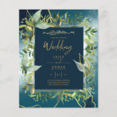 Papier NIKAH - Invitations de mariage islamique d'or bleu (Devant)