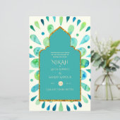 Papier NIKAH - Mariage d'or moderne Mandala Turquoise Inv (Debout devant)