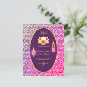 Papier NIKAH - Mosquée ornée Faire-part de mariage violet (Debout devant)