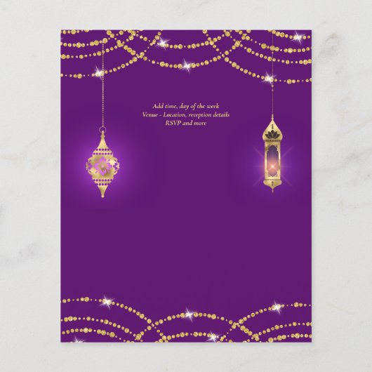 Papier NIKAH - Mosquée ornée Faire-part de mariage violet (Dos)