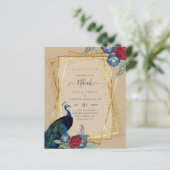 Papier NIKAH Peacock Floral Gold Frame Mariage islamique (Debout devant)