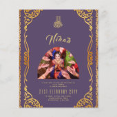 Papier NIKAH Plum Gold PHOTO Faire-part de mariage (Devant)