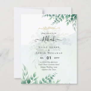 Papier Nikah Walima GREENERY FAIRE-PART DE MARIAGE islami