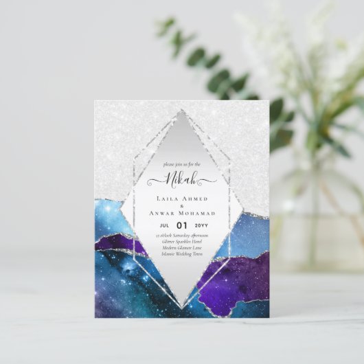Papier Nikah Wedding Invite AGATE GOLD PARTIES SCINTILLAN (Debout devant)