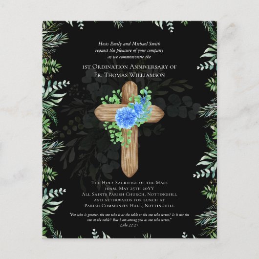 Papier N'IMPORTE QUEL anniversaire d'Ordination Invitatio (Devant)