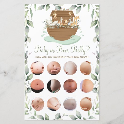 Papier Noah's Ark Greenery Baby or Beer Belly Jeu (Devant)