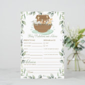 Papier Noah's Ark Greenery Baby Prédictions et conseils (Debout devant)