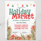 Papier Noël Arbre Neige Vacances Marché Invitation (Devant / Derrière)