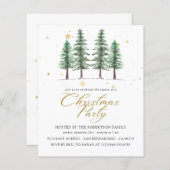 Papier Noël aux Pins & Invitation à une fête de vacances (Devant / Derrière)