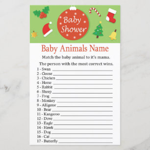 Papier Noël Bébé Animaux Nom baby shower de jeu