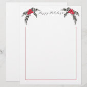 Papier Noël Berries Happy Holidays Letterhead (Devant / Derrière)